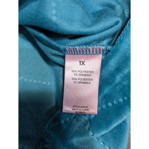 NWT Juciy Couture 1X Short Dress Aqua Velour Flare L Embossed Crowns Scoop Neck - Picture 5 of 8